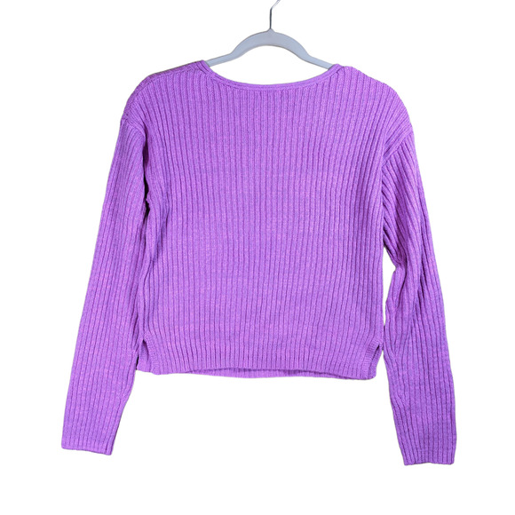 Wild Fable Ribbed Sweater VNeck Neon Purple XXL Casual Side Slit‎ Career Top 2XL - Picture 3 of 8